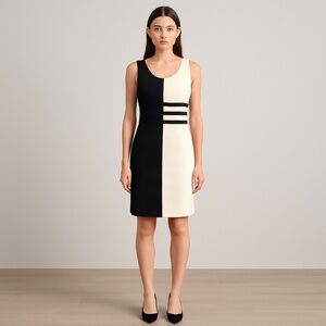 Anthropology YOANA BARASCHI Cruella Black White Color Block Office Siren Dress L
